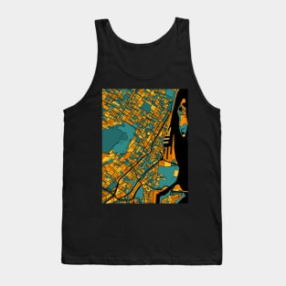 Montreal Map Pattern in Orange & Teal Tank Top